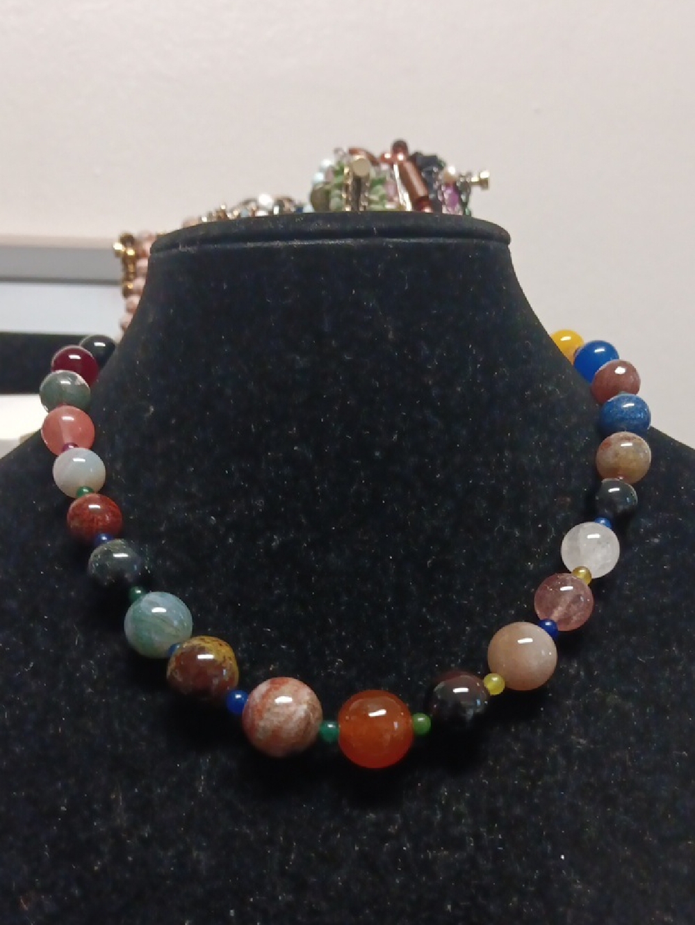 Multi Gemstone 400.00 ctw Beaded Necklace in Platinum Bond 18 Inches